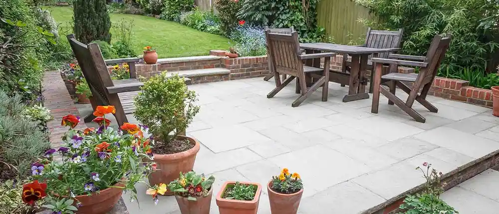 Sandstone patio in Broxburn by Kingsknowe Building & Landscaping