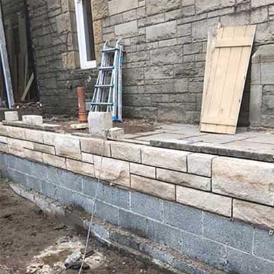 Patio brick wall project in Edinburgh by Kingsknowe Building and Landscaping